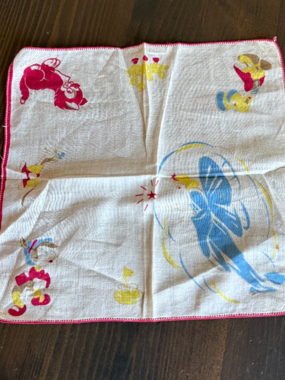 Disney Childrens Handkerchief Jiminy Cricket Figaro Pinnochio Good Fairy